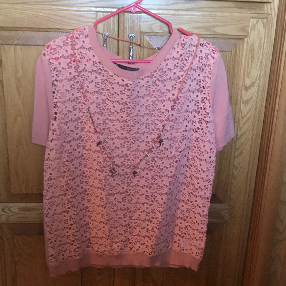 peach  light sweater need a tank top underneath
